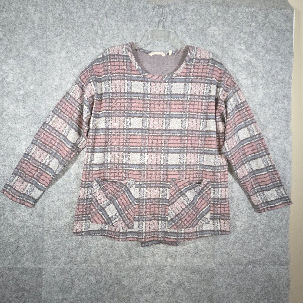 Soft Surroundings Women's Tunic Long Sleeve Pullover Multi Color Plaid Size 1X